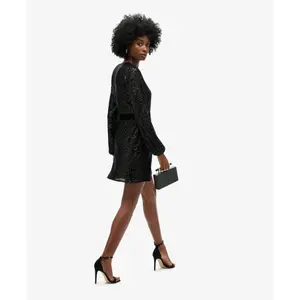 Short velvet wrap dress with sequins for women Superdry image-2