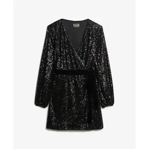 Short velvet wrap dress with sequins for women Superdry image-3