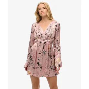 Short dress with flared sleeves in jacquard for women Superdry image-2