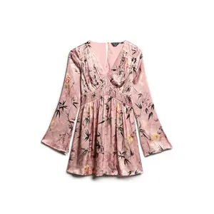 Short dress with flared sleeves in jacquard for women Superdry image-0