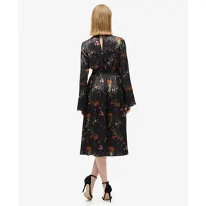 Midi-jurk met bellenv mouwen van jacquard voor dames Superdry image-5