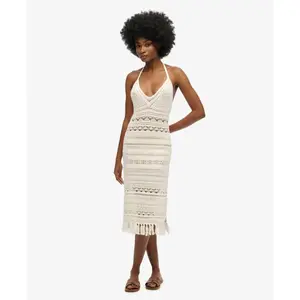 Women's mid-length tassel crochet dress Superdry image-1