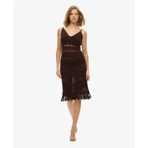 Women's mid-length tassel crochet dress Superdry image-1