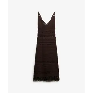 Women's mid-length tassel crochet dress Superdry image-0