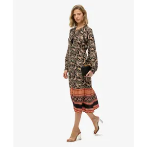 Printed midi dress with long sleeves for women Superdry image-3