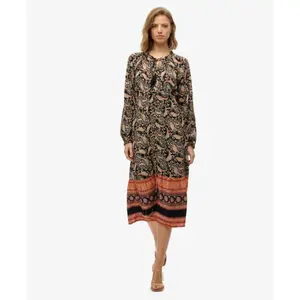 Printed midi dress with long sleeves for women Superdry image-1