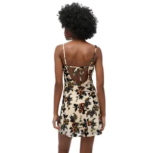 Short velvet devoré dress with a cowl neck for women Superdry image-3
