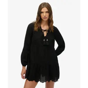 Women's embroidered ruffle mini dress Superdry d image-1