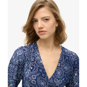 Printed mid-length wrap dress for women Superdry image-5
