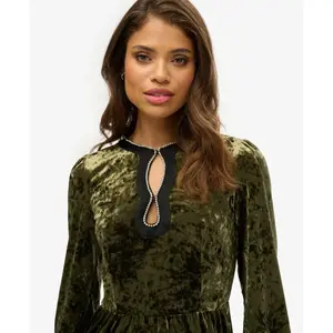 Short velvet dress adorned with rhinestones for women Superdry image-5