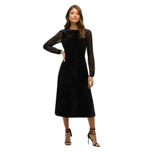 Velvet lace sleeve mid-length dress for women Superdry image-1