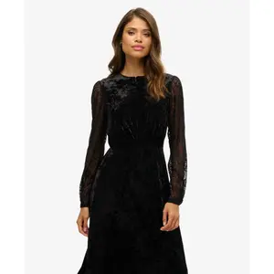 Velvet lace sleeve mid-length dress for women Superdry image-5