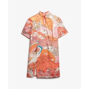 Short jacquard dress with mandarin collar for women Superdry image-0