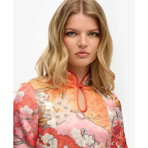 Short jacquard dress with mandarin collar for women Superdry image-5