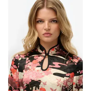 Short jacquard dress with mandarin collar for women Superdry image-4