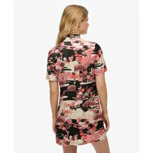 Short jacquard dress with mandarin collar for women Superdry image-3