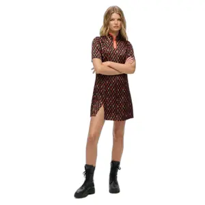 Short jacquard dress with mandarin collar for women Superdry image-2