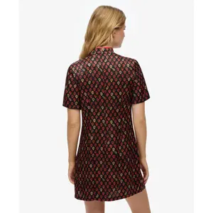 Short jacquard dress with mandarin collar for women Superdry image-3