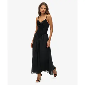 Midiklänning med korsett i sammet för kvinnor Superdry image-1