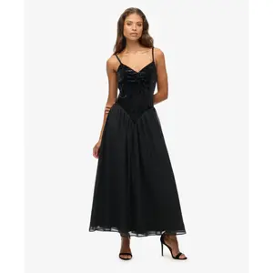 Midiklänning med korsett i sammet för kvinnor Superdry image-2