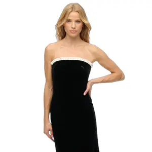 Long strapless velvet dress for women Superdry image-2
