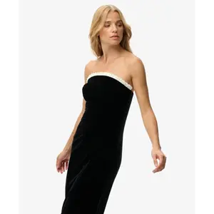 Long strapless velvet dress for women Superdry image-5