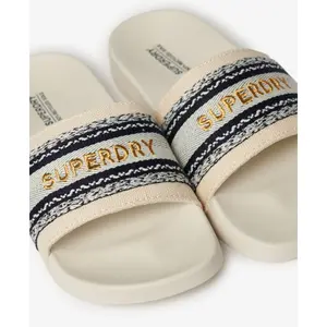 Vegan canvas pool slides for girls Superdry image-2