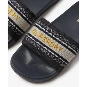 Vegan canvas pool slides for girls Superdry image-6