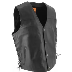 Gilet cuir moto avec lacets Soubirac image-0