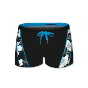 Boxer de bain avec empiècement oblique enfant Freegun Hibiscus image-0