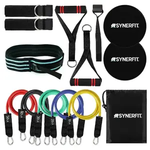 Sada elastických odporových trubek s madly Synerfit Fitness