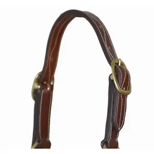 Lædergrime til hest T de T Trippled Stiched image-1