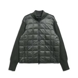 Basic-Daunenjacke mit hohem Kragen und gestrickten Ärmeln mit Reißverschluss Taion image-0
