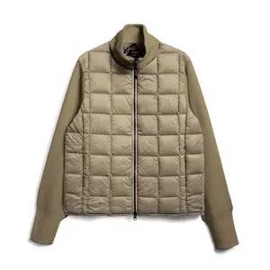 Basic-Daunenjacke mit hohem Kragen und gestrickten Ärmeln mit Reißverschluss Taion image-0
