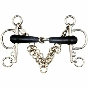 Pelham for broken horse in stainless steel and rubber with curb chain Tattini image-0