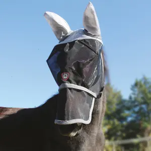 Anti-fly mask for horses with removable nose flap Tattini image-0