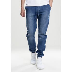 Urban klassiska stickade joggingbyxor i denim image-1