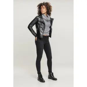 Parka mulher motociclista urbana clássica de couro falso image-3