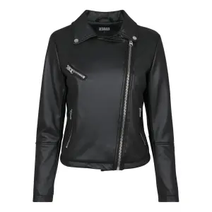 Parka mulher motociclista urbana clássica de couro falso image-0