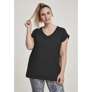 T-shirt för kvinnor i stora storlekar urban classic rund v-ringning förlängd