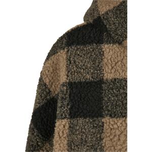 Fleece Frau große Größen Urban Classics hooded oversized check sherpa image-3