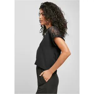 T-shirt de manga curta de tamanho exagerado para mulheres Urban Classics Lace image-6