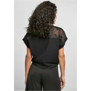 T-shirt de manga curta de tamanho exagerado para mulheres Urban Classics Lace image-4