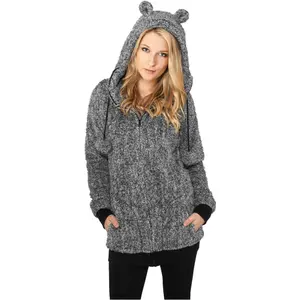 Women's hooded sweatshirt urban Classic teddy zip image-2