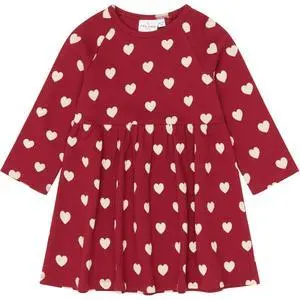 Loose Ribbed Long Sleeve Dress Girl THE NEW siblings Holiday Red Heart image-0