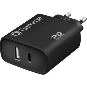Adaptateur secteur 1 port USB-A + 1 port USB-C 38W Tiemme