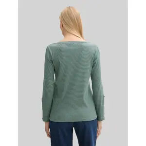 Women's long-sleeved striped T-shirt Tom Tailor Henley image-2