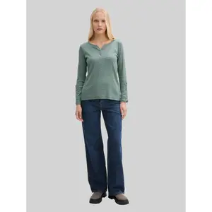 Women's long-sleeved striped T-shirt Tom Tailor Henley image-3