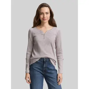 Women's long-sleeved striped T-shirt Tom Tailor Henley image-1