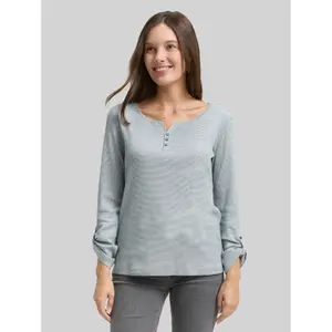 Women's long-sleeved striped T-shirt Tom Tailor Henley image-1